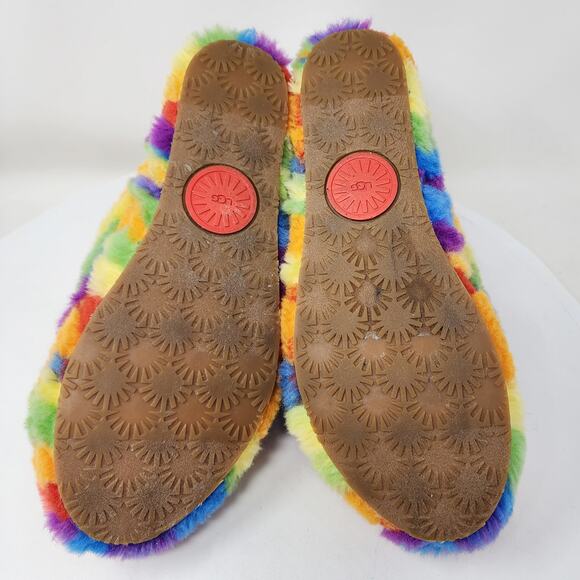 UGG Australia Fluff Yeah Slide Women 8 Pride Cali Collage Rainbow Sling 1120002 - Picture 11 of 13